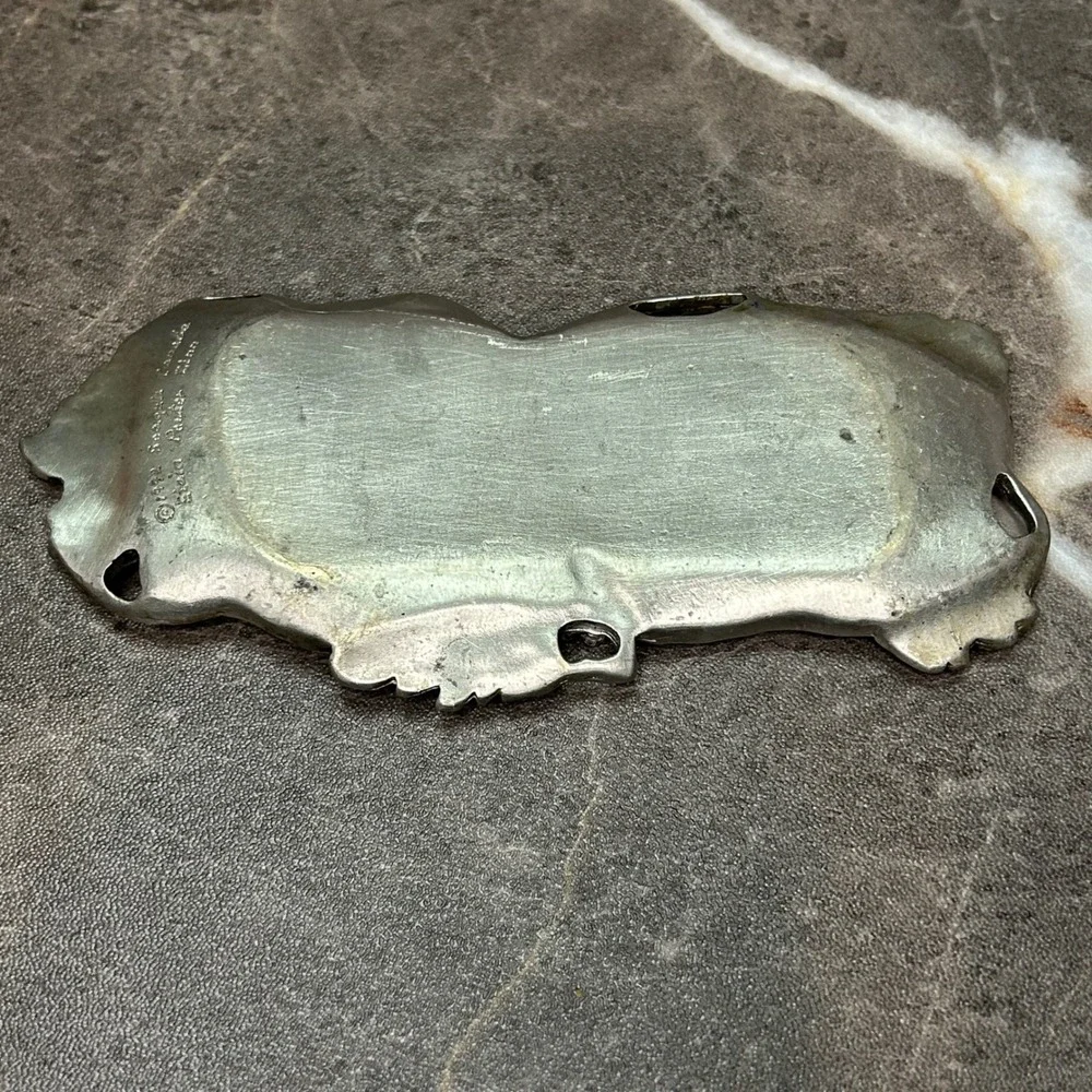 Vintage 1992 Seagull Canada Pewter Trinket Dish Grape Vine Leaf Etain Zinn Tray